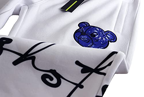 Screenshot-P1122 Mens Hip Hop Premium Classic Fit Urban Fleece Pants - Paisley Bear Head Animation Street Fashion Sweatpants-White-Medium #TOP5