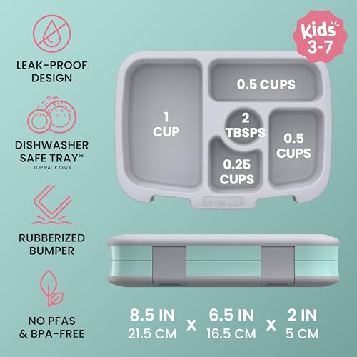 Image of Bentgo Kids Prints Leak-Proof, 5-Compartment Bento-Style Kids Lunch Box - Ideal Portion Sizes for Ages 3-7, Durable, Drop-Proof, Dishwasher Safe, & PFAS & BPA-Free Materials (Puppy Love)