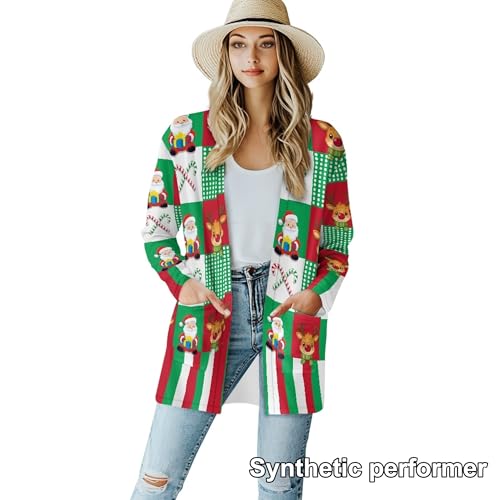 Image of Fall Maple Leaf Cardigan Sweaters for Women Long Sleeve Cardigan Soft Drape Open Front Dusters V-Neck Jackets Dressy