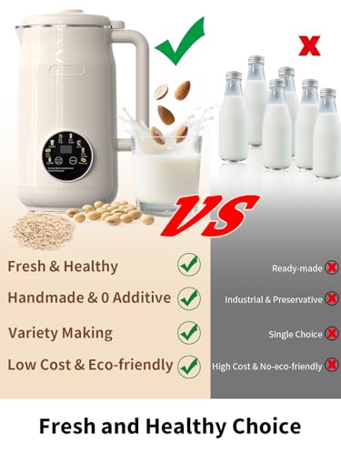 Image of 8 in 1 Nut Milk Maker Machine, 50oz Automatic Soy Milk Maker with 10 Blades, Blender for Plant Based Milk, Oat, Almond, Juice, Rice Paste &More with Delay Start, Keep Warm, Boil Water, Self Cleaning