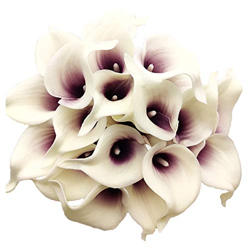 Aisamco 20 Piezas Artificial Calla Lily Lataex Real Touch Flower Bouquets Flor de Seda Artificial para la Boda Nupcial Decoración del hogar Cover