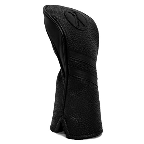 Proactive Sports Vintage Golf Club Head Covers For Hybrids| X Hybrid Headcover | Classic Leather Look | Black/Black