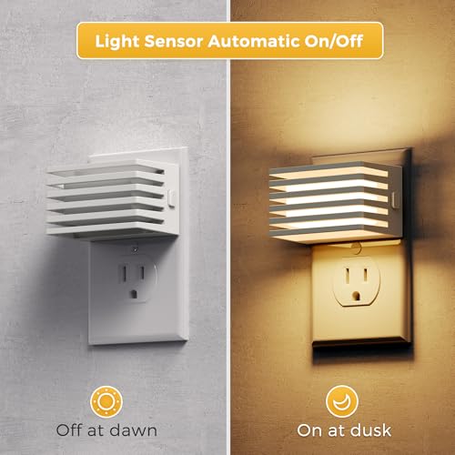 Image of L LOHAS LED Night Lights Plug into Wall, 2 Pack Modern Night Light with Dusk to Dawn Sensor, Dimmable Plug in Night Light, Adjustable Brightness, 3000K Soft White for Bedroom Bathroom Hallway
