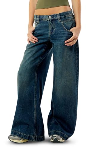 PacSun Women's Sloane Low Rise Ultra Baggy Jeans Dark Blue Size 26