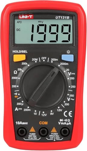 UNI-T Multímetro digital UT131B, comprobador de corriente de tensión AD/DC con capacidad de resistencia, prueba de NCV y medición de temperatura