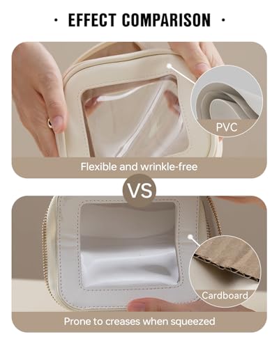EACHY Clear Makeup Bag Cosmetic Organizer, Waterproof Travel Cosmetic Case with Zipper for Women, Transparent Toiletry and Skincare Pouch, Portable Car or Purse Bag for Travel Essentials2