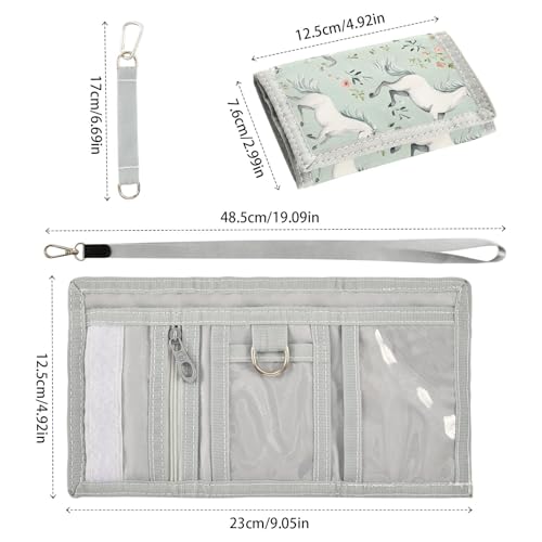 ALAZA Kids Wallets for Boys Girls Toddler Trifold Wallet Children Small Horses Green with Zipper Coin Pocket3