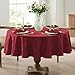 Newbridge Barcelona Damask Fabric Tablecloth, 90 Inch Round, Burgundy – No Iron, Soil Resistant Table Cover for Dining, Parties and Holidays