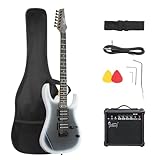 GLARRY 39' Full Size Electric Guitar Kit for Beginners, Starter Electric Guitar Set with 20W Amp & HSH Pickups, Model 170 (Black-White)