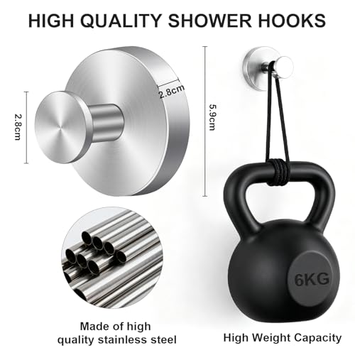 Herda Suction Cup Hooks for Shower Stainless Steel Suction Wreath Hanger for Glass Door No-Drill Removable and Reusable Suction Cup Hook for Loofah, Towel, Bathrobe, Holds Up to 15 Lbs - 4Pack, Silver - Image 4