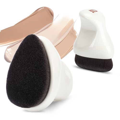 Foundation Makeup Brush,Kabuki Bronzer Brush for Blending Liquid, Cream Cosmetics with Ergonomic Handle (White)