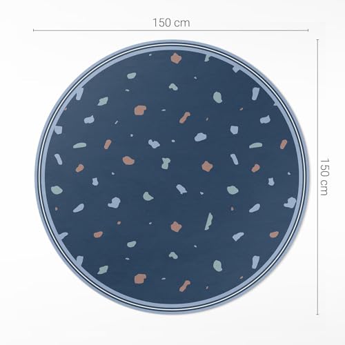 Tapis vinyle rond de sol cuisine résistant pvc imprimé pastel 150 cm - 4