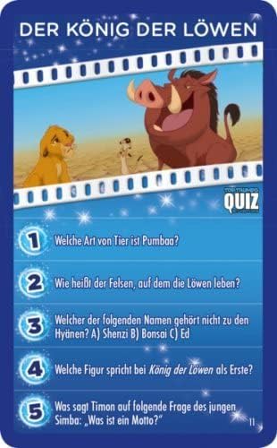 Winning Moves Disney Quiz 8 Ans - Jeu Quizz Disney - Jeu Carte Enfant - Jeu de Voyage - Jeu
