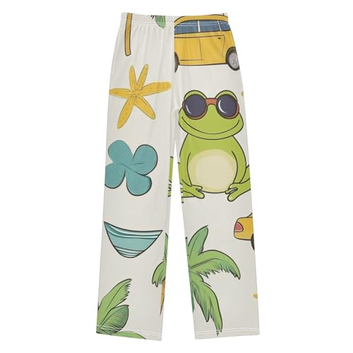 ZZXXB Tropical Frog Trees Boys Long Pants Soft Trousers Elastic Waist Kids Lounge Bottoms with Pockets S-XL