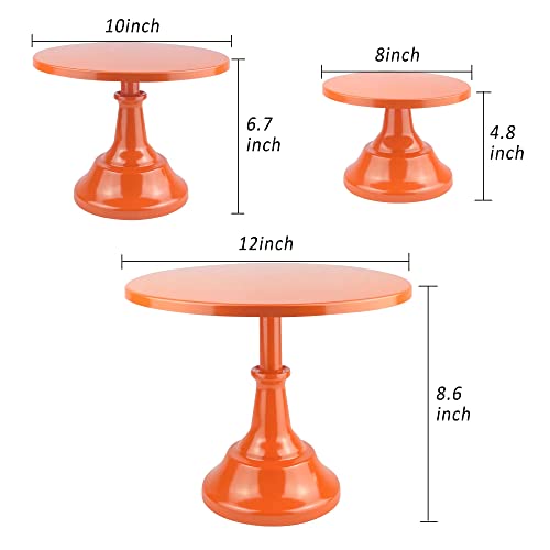 Kerynice 3 Piece Orange Cake Stands Set Metal Cupcake Pedestal Table Dessert Display Stand With Tall Base Decoration Serving Platter For Baby Shower Wedding Birthday Parties Celebration #TOP1