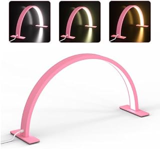 Half Moon Light Nail Lamp for Desk, Lash Light Led Nail Tech Lamp, Desk Lamp for Lash Eyelash Extension, Tattoo, Eyebrows - Pink