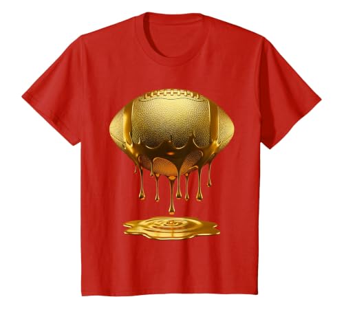 Football Dripping Drip Gold Sport Player Coach Baller T-Shirt, Youth, Red, 4T