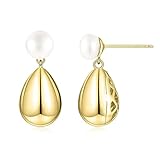 SEVENWELL Pendientes de aro gruesos de oro para mujer, ligeros, con forma de gota de agua, con caja de regalo, Perla Cobre, Sin piedra preciosa