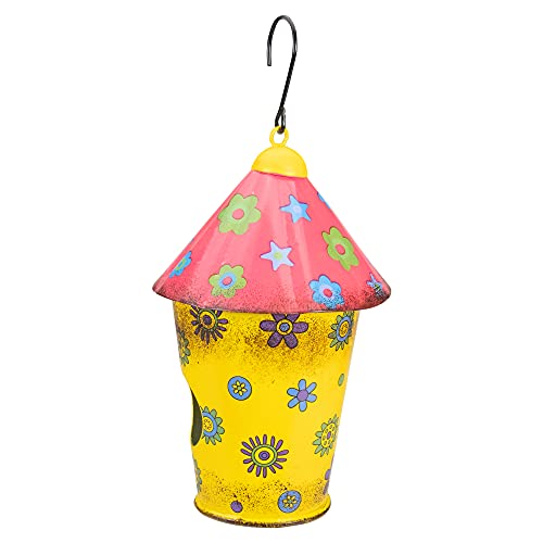 Northlight 7.75" Red And Yellow Metal Birdhouse With Flowers #TOP2