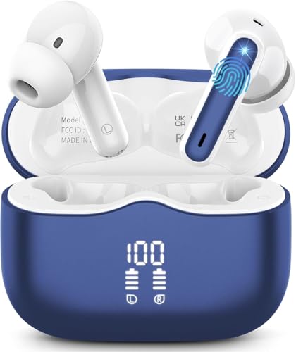 Wireless Earbuds, Bluetooth 5.4 Headphones in Ear with 40H HiFi Stereo, 2026 Bluetooth Earphones with 4 ENC Noise Cancelling Mic, IP7 Waterproof Bluetooth Earbuds, Light, USB-C for Android iOS, Blue