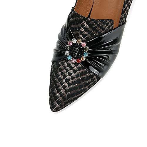 TinaCus Women's Pointed Toe Genuine Leather Handmade Mid Chunky Heels Graceful Pumps Shoes3