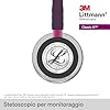 3M Littmann Stetoscopio per il monitoraggio Classic III, testina con finitura a specchio, tubo auricolare prugna, connettore rosa e archetto nerofumo, 69 cm, 5960