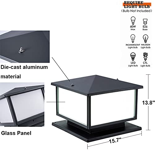Slawa Outdoor Column Lights With Mount Base, Exterior Patio Pillar Lights Outdoor Fixture With Aluminum Housing, Outdoor Post Lights Fixture With Tempered Glass For Front Yard, Garden Porch #TOP1