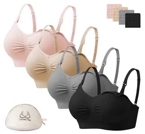Image of Angelhood Seamless Nursing Bra for Women Wire Free Full Coverage Comfort Maternity Bra with Extra Extender,3P