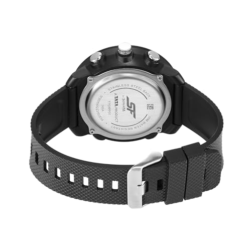 Image of SF Zest Quartz Analog Digital Dial Black Polyurethane Strap Watch for Men-77131PP01W