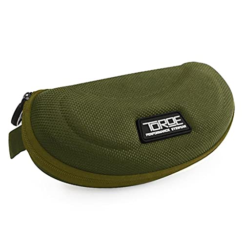 TOROE Eyewear Lightweight Semi Hard Sunglasses Case with Rubber, Coil Zipper - Black, Blue, Green