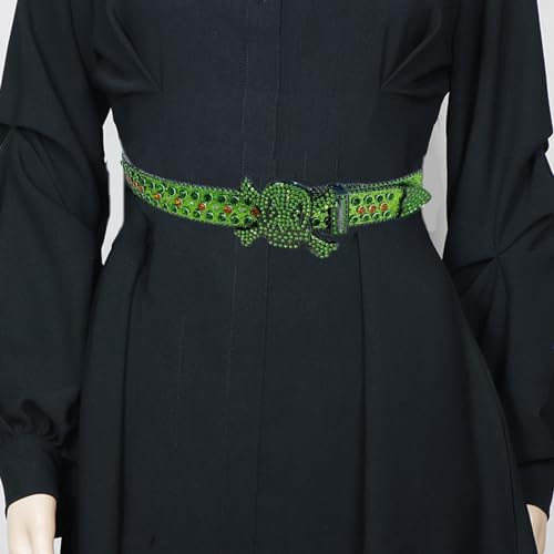 Unisex Rhinestones Women Belts Skull Studded Western PU Leather Belt Girls Men Fashion Streetwear4