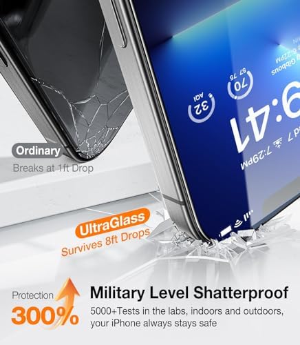 UltraGlass UNBREAK TOP 9H+ Glass for iPhone 12 Pro Max Screen Protector [Military Grade Shatterproof & Longest Durable] Full Screen iPhone 12 Pro Max Glass, 2024 Upgrade, 2 Packs — view 2