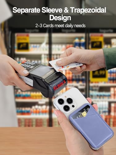 Image of Miroddi for MagSafe Wallet, Strongest Magnetic Card Holder for iPhone 17 /16 /15 /14 /13 /12 Series, Ultra-Thin Leather Magnetic Phone Wallet with 2 Card Slots, RFID Blocking, No More Falling, Lavender