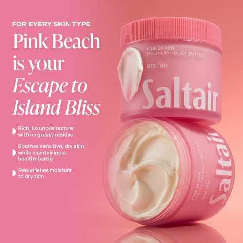 Image of Saltair Multi-Lipid Body Butter | Pink Beach Moisturizer | 10 oz | Creamy texture with conditioning ingredients for lasting hydration and a soft comfortable finish
