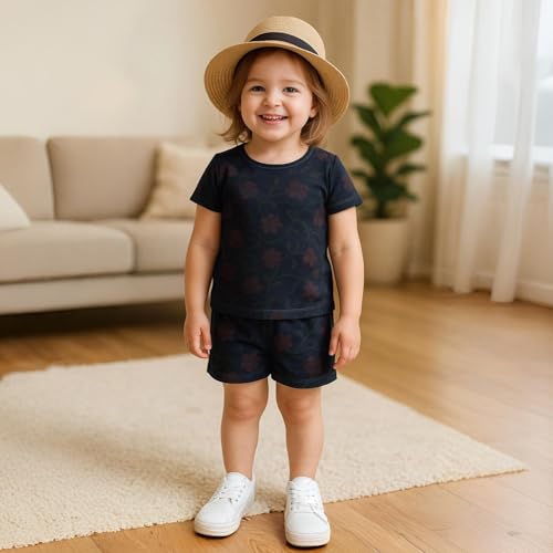 Image of Kidbea Baby Girls' Dresses | Soft Cotton Frock for Kids (Navy, 18-24 Months)