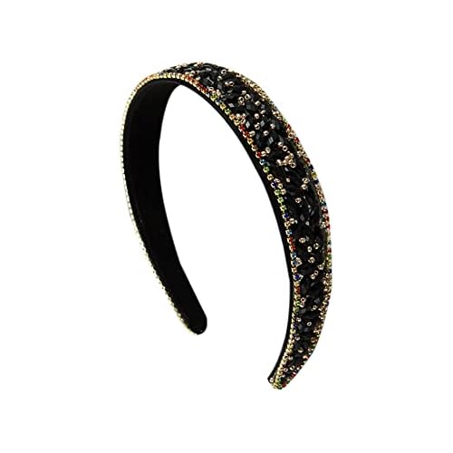 Rhinestone Headbands Glitter Padded Hair Accessories Crystal Embellished Beaded Hair Bands Wide
