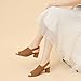 OXNEUHG Women's Knit Peep Toe Slingback Chunky Heeled Sandals with Ankle Strap Fashion Open Pointed Toe Cut Out Slip On Backless High Heels Summer Casual Work Office Wedding Dressy Pumps (Brown,8)