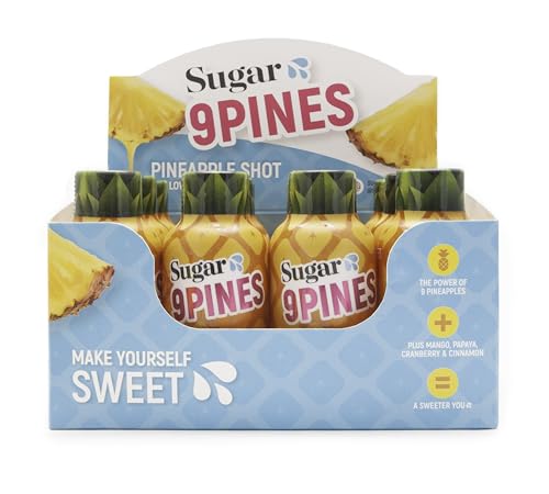 Make Yourself Taste Sweeter with Sugar Splash - 9Pines 2oz Pineapple Shot and Cocktail Mixer (12-Pack) - for Men and Women - Taste Better with the Power of 9 Whole Pineapples