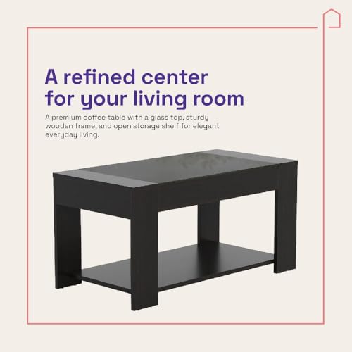 Image of Wakefit Center Table | 1 Yr Warranty | Coffee Table for Living Room Wooden, Tea Table for Living Room Wooden, Sofa Table, Free Installation from Brand, Modern Multi-Functional & Wobble-Free(Vellun)