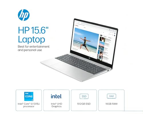 Image of HP Premium 15.6 inch HD Touchscreen Laptop, 16GB, 512GB, Windows 11 Pro, i3