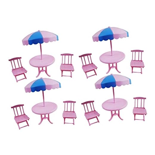 ERINGOGO 4 Juegos De Kit De Asiento Decoración De Silla En Miniatura Adorno De Playa En Miniatura Mesa Y Sillas Plegables Sillas De Playa En Miniatura Mini Silla De Playa Silla De Muñeca