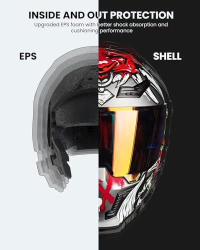 Image of ILM Motorcycle Helmets for Adult Men Women Full Face DOT ECE Powersports Dual Visor Street Racing Helmet with Pinlock Cascos para Motos Model MF509 (Ronin Red, 2XL)
