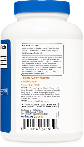 Image of Nutricost Caffeine Pills 100mg, 500 Capsules