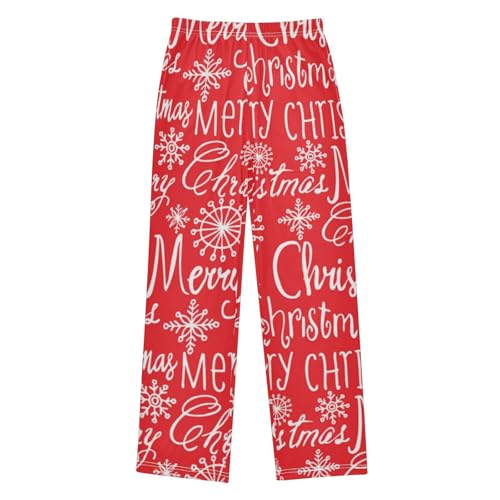 ZZXXB Merry Christmas Print Boys Long Pants Soft Trousers Elastic Waist Kids Lounge Bottoms with Pockets S-XL