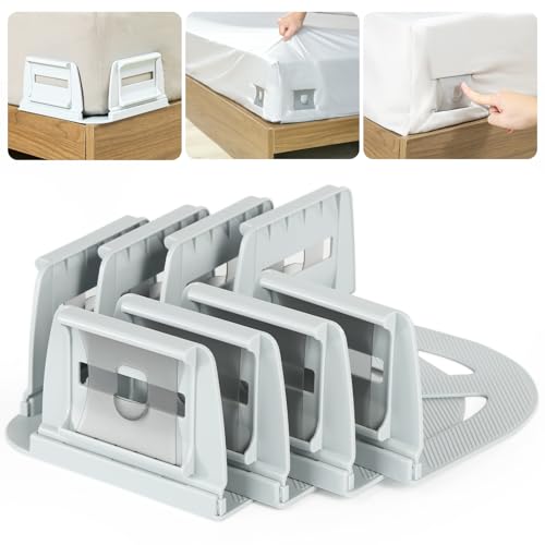 VOOWO Bed Sheet Holders For Corners - Bed Lock Sheet Holder Keep Sheets Firm & Tight Heavy Duty Fitted Sheets Corner Holders Mattress Corner Clips Bedsheet Gripper For King Queen Size Beds Set of 4