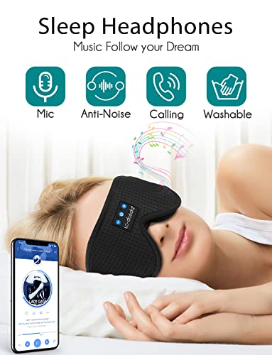 Image of LC-dolida Sleep Mask with Bluetooth Headphones,Sleep Headphones Bluetooth Sleep Mask 3D Sleeping Headphones for Side Sleepers Best Gift and Travel Essential (Elegant Black)