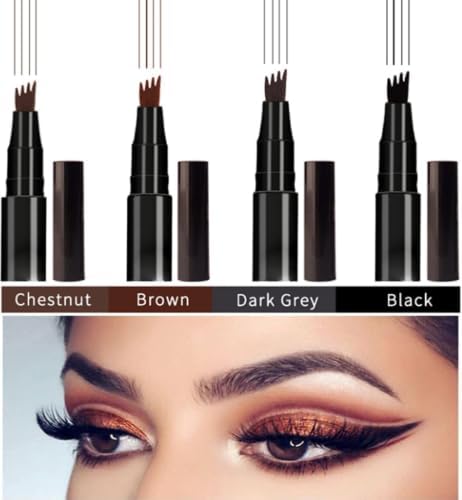 Miniatura 4 de Anjouze - Bolígrafo de microcuchilla, bolígrafo mágico impermeable para cejas, lápiz para cejas Microblading, 5 colores, impermeable, 4 tenedores,