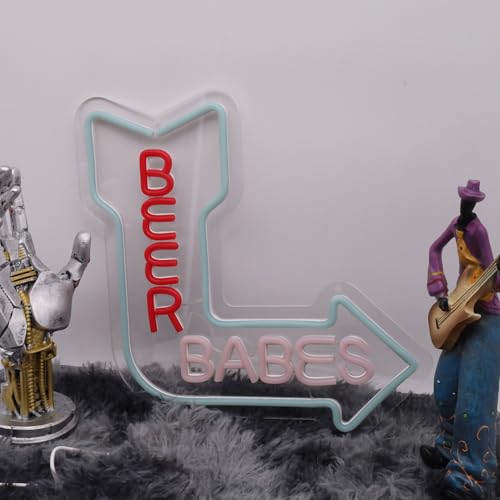 Image of Beer Babes neon sign USB Powered for for Beer Bar Pub Bedroom Home Bar Store Club Bistro Wall Decor,LED Neon Lights Sign with Dimmer for Man Cave Sports Room Decoration