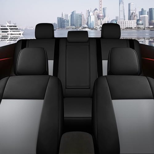 Image of AOMSAZTO Car Seat Covers for Toyota Corolla 2014 2015 2016 2017 2018 2019 L,LE,LE Eco,Plus Sedan Car Seat Cover Full Set Waterproof, Custom Fit Full Set Faux Leather (Black+Gray, 2014-2019 Corolla)