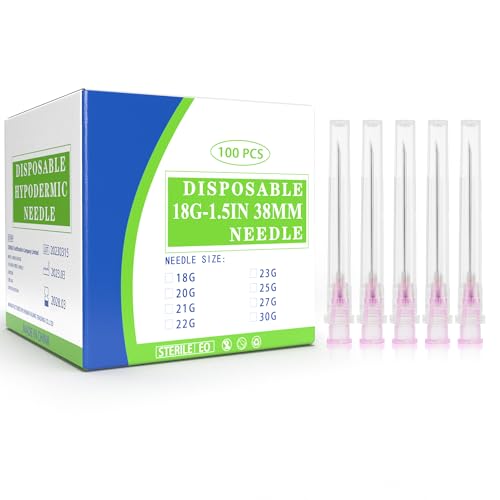 18Gauge 1.5Inch(38mm) Luer Lock Needle Lab Supplies Industrial Dispensing Accessories, Individually Packaged 100 Pack